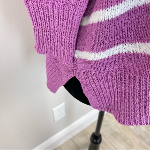 NWT C&C California purple with white stripes round neck slouchy fit sweater - Picture 5 of 13
